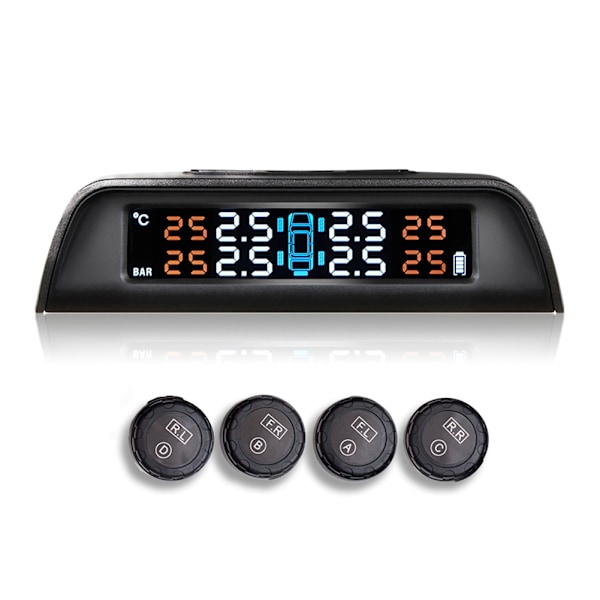 USB Laddningsbar Solcellsbil TPMS Trådlöst Däcktryck HD Digital Display Automatisk Alarmverktyg