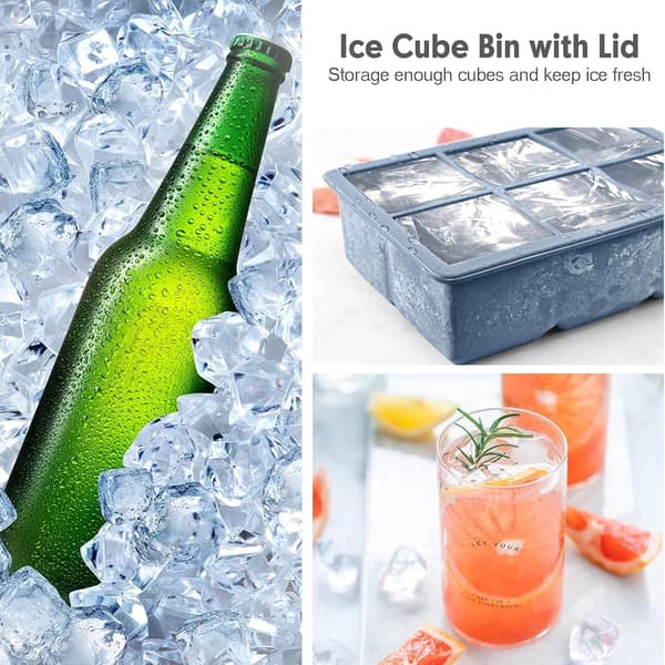 2-pack stora iskubbrickor med lock, läckagesäker stapelbar silikonform för cocktail, whisky 2-pack