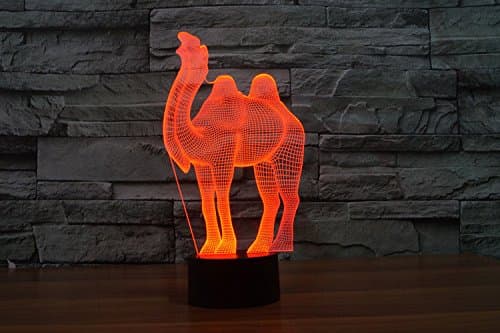 Nyhet Kamel 3D Nattlys LED USB 7 Fargeendring LED Bordlampe Julegave