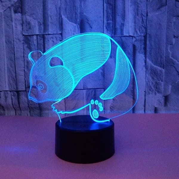 3D Illusion Lampe LED Panda Natlampe Dyrelegetøj 7 Farver C