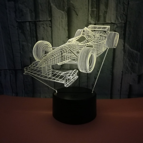 Racing nattlampa, 3D Illusion Led-lampa, 7 färger dimbar