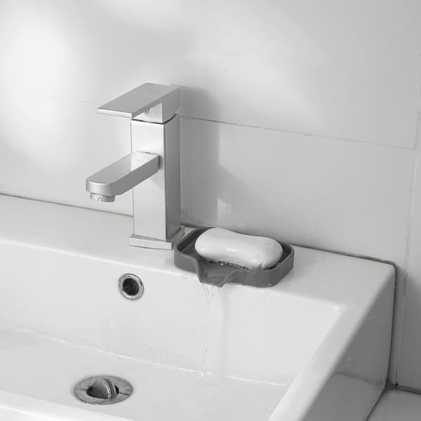 Silikone sæbeskål med afløbstud 4,9\"×3,2\" Multi-anvendelig organizer til badeværelse og køkkenvask Grey
