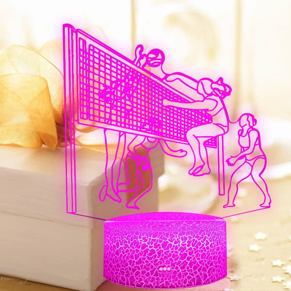 3D Illusion Volleyball Natlampe Lys 16 Farve Cha