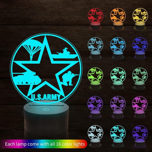 3D Natlampe til US Army Militær, 16 Farver Skift Smart