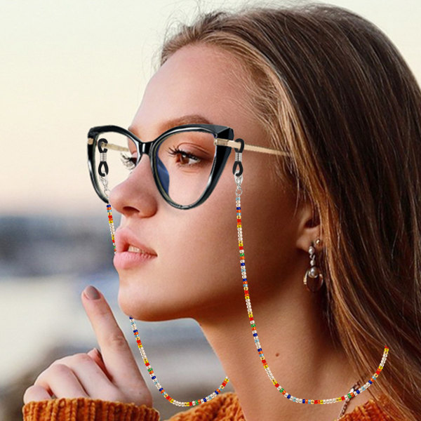 8 kpl helmillä koristellut silmälasiketjut naisille ja tytöille, aurinkolasit Hol