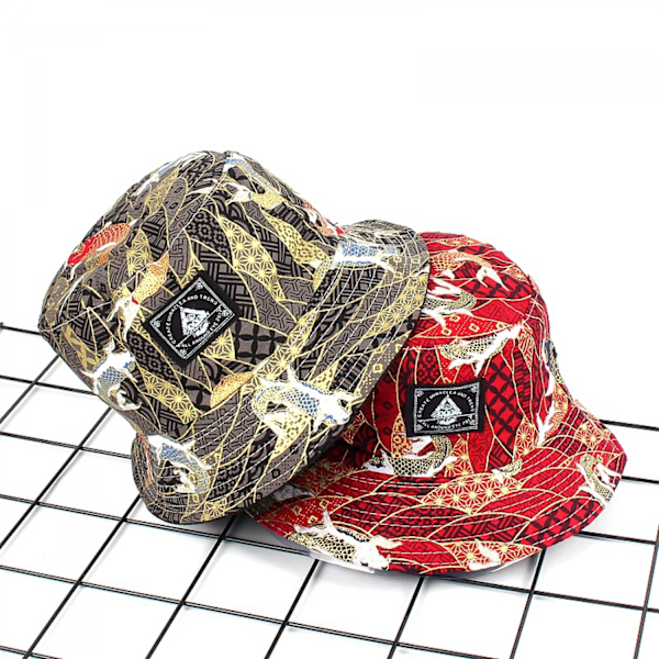 Ukiyo-e guldfisk broderad hatt unisex tryck dubbelsidig B