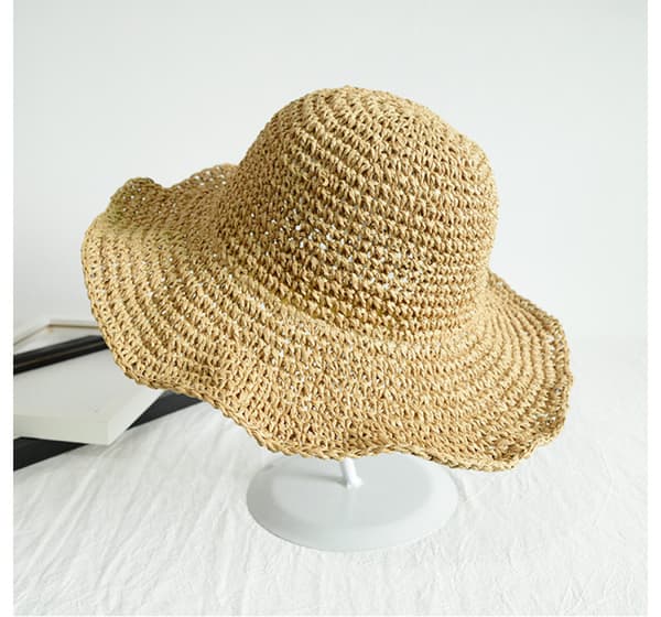 Floppy Solhat med Sugerør, Foldbar, Pakkbar, Bred Skygge, Sommer Strand