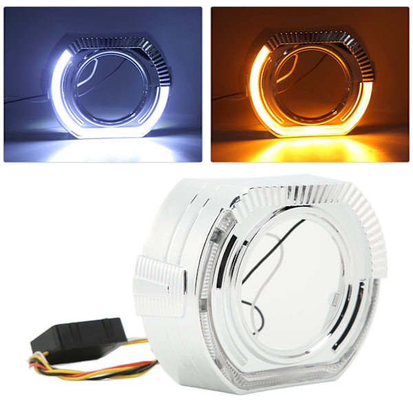 LED Angel Eyes Halo DRL Bågar 12V 5W Vänster Höger Ringöverdrag för 3 Tums Bi Xenon LED Dubbla Lins Strålkastare Vit Gul Ljus