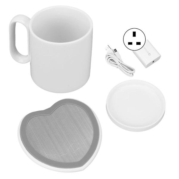 Electric Coffee Warmer Heart Shaped 2 Constant Temperature Settings Mug Warmer with Cup for Tea Milk Phone Headset 110‑