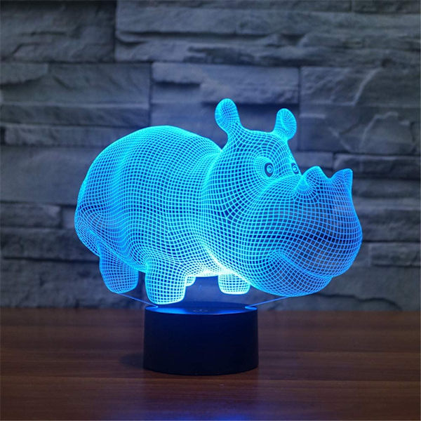 3D Optisk Illusion Flodhest Sensor Natlampe med Smart Touch