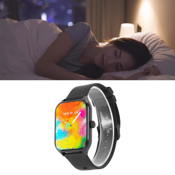 Smartwatch med iltmåling, opkaldsskærm, IP68 vandtæt touchskærm smartwatch med skridttæller Black