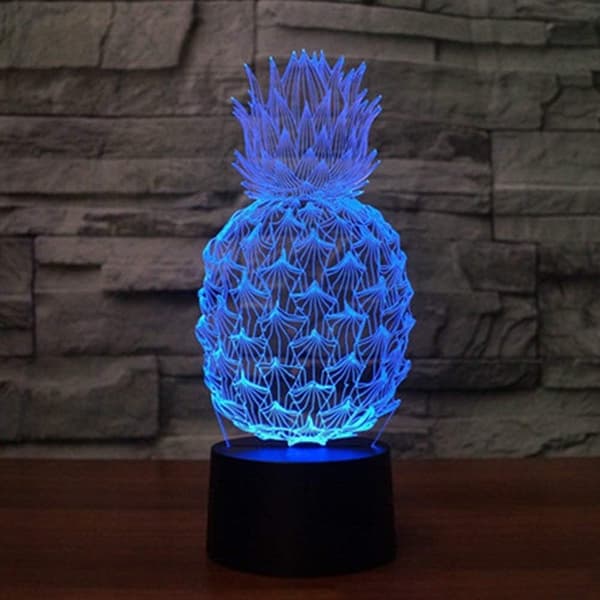Optisk Illusion 3D Ananas Natlampe 16 Farver Skiftende