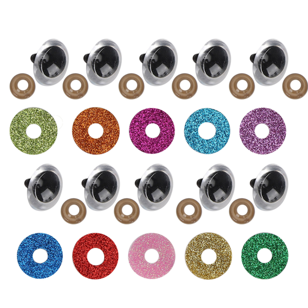 Sikkerhetsøyne med fargerike glitterbrikketilbehør for dukkeleker utstoppede dyr dukker 20mm