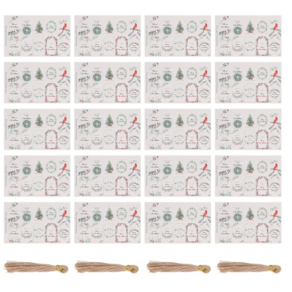 200 st presentlappar i juldesign, klassiskt DIY-papper, attraktiva dekorativa hantverkslappar för fest