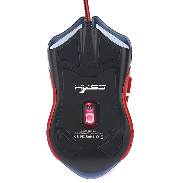 USB-kabelansluten mus, Plug and Play 3200 dpi, justerbar, 6 knappar