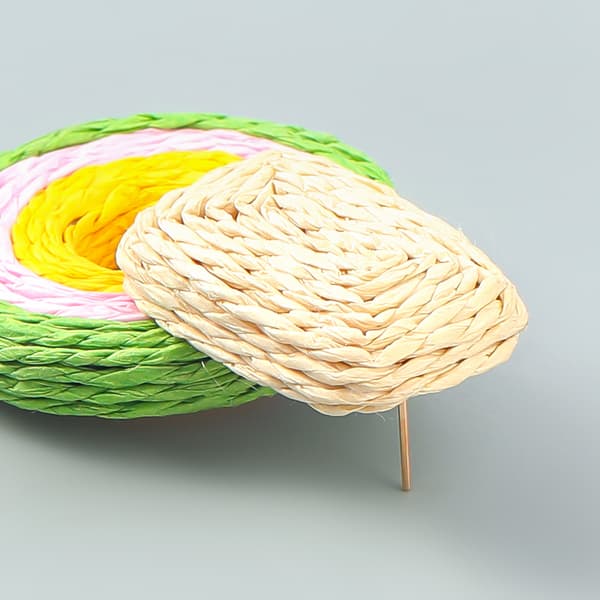 Raffia Runde Dråbeøreringe, Rattan Hoop Dingle Øre