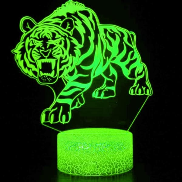 3D Tiger Natlampe LED Lampe Illusion 7 Farveskiftende Touch