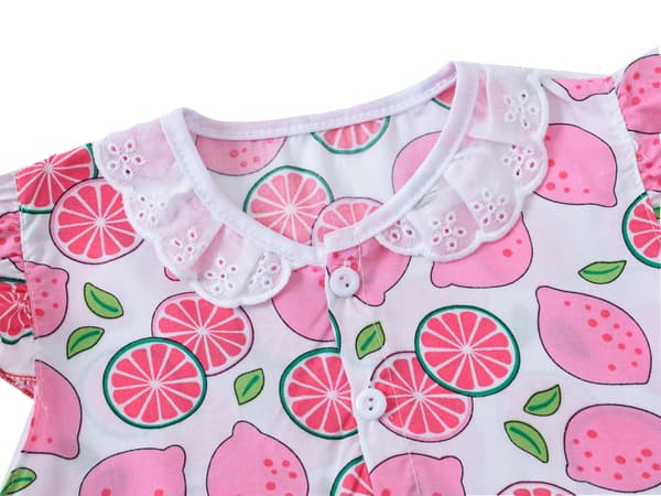 Flickor T-shirt och shorts pyjamas set Pj,XL(Rosa citron)
