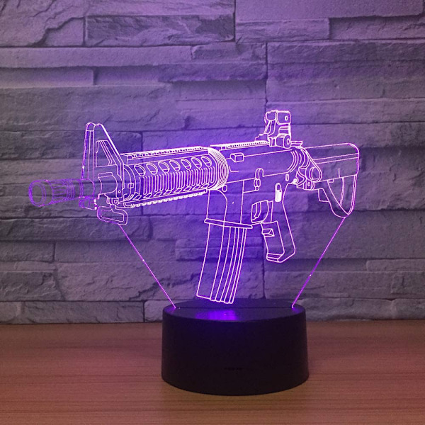 3D LED Pistol Optisk Illusion Sensor Natlampe med Smart