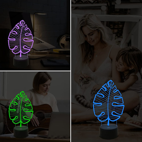 Monstera Blad Nattlampa, Anywin 3D LED Nattlampor med