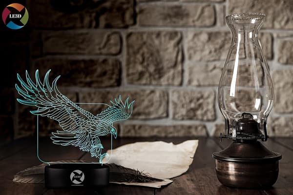 3D Optisk Illusjon Nattlys - 7 LED Fargeskiftende Lampe