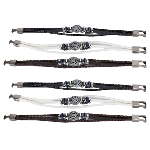 6 st armband handvävd split läder flätat PU herr dam retro armband 23cm