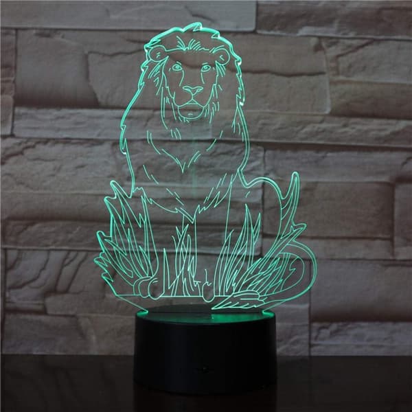 3D Illusjon Nattlys Skrivebordslampe 3D Led Løvemodell Nattlys
