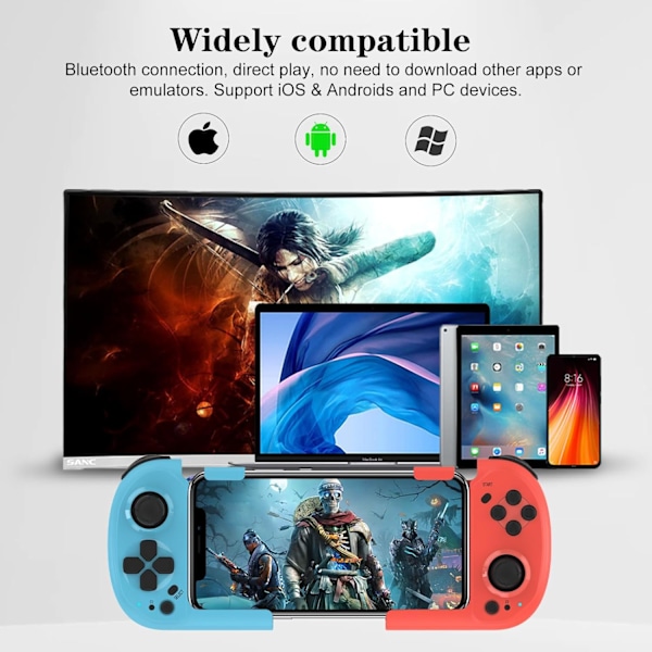 Mobil spelkontroll för iPhone, Android, PC, direkt spel, bärbar mini Bluetooth-kontroll Gamepad Joystick med magnetisk förvaring för iPhone 1 Blue+Red