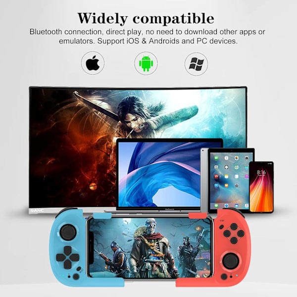 Mobil spillkontroller for iPhone, Android, PC, direkte avspilling, bærbar mini Bluetooth-kontroller spillkontroller joystick med magnetisk lagring for iPhone 1 Blue+Red