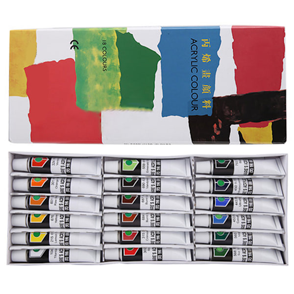 Akrylmaling Sæt 12ml Tube Vandtæt Håndmaling Pigment (18 Farver)
