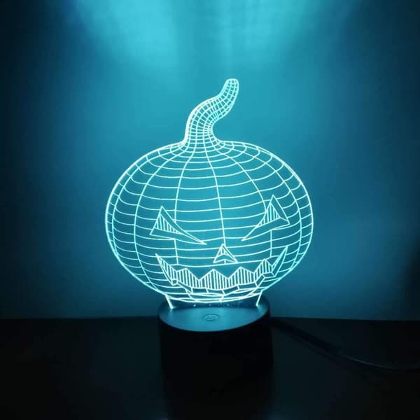 3D Halloween Græskar Natlampe LED Illusionslampe Sengelampe D