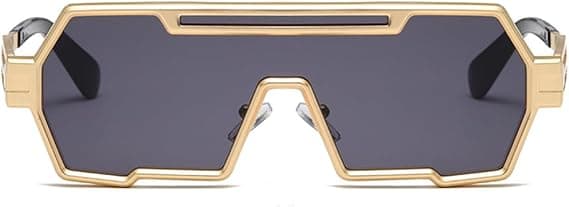 Retro Steampunk Solbriller til Mænd, Moderne Cool One Piece Irregulær Metalramme Solbriller