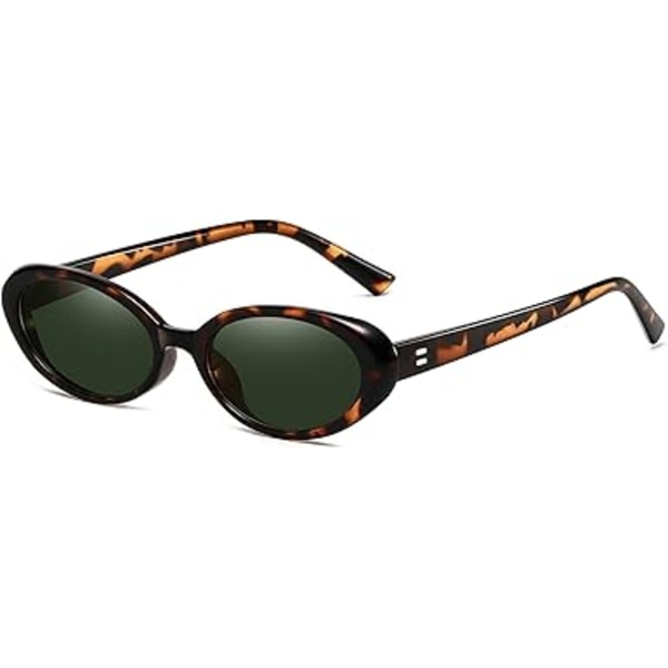 Retro soikeat aurinkolasit naisille miehille Muoti Pienet soikeat aurinkolasit 90-luvun vintage-sävyt Leopard/G15