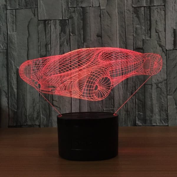3D Bil Lampe Natlys Touch Bord Skrivebord Optisk Illusion La