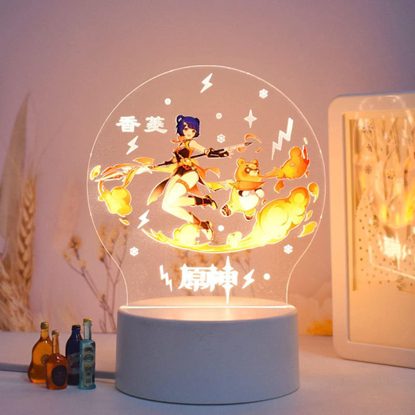 Genshin Impact Barbara 3D LED Akryl Natlampe 7 Farver USB Anime Lampe