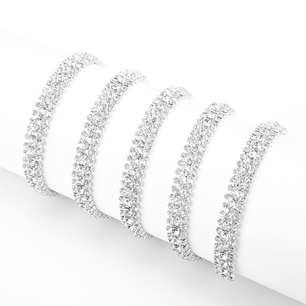 3 rækker DIY AB farve syning krystal rhinestone kæde dekoration tøj tilbehør #4(sliver)