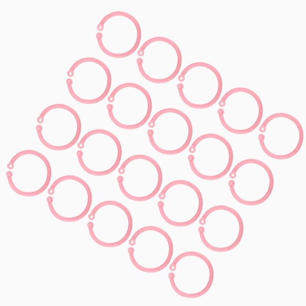 20 stk. bogbinderinge, fleksible løse blads spænder, 30 mm papir enkelt ring til kortfiler, pink
