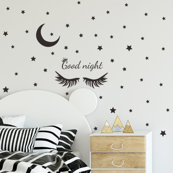 Good Night Moon Stars Vinyl Wall Decal Decoration Moon And Stars Night Vinyl Wall Deor For Kids Room Bedroom