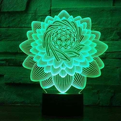 Optisk Illusion 3D Lotusblomst Natlampe USB Strøm Touch