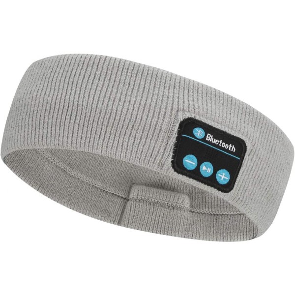 Sovande pannband Bluetooth trådlösa hörlurar med mikrofon, ultra-mjukt pannband för sidosovare träning löpning jogging（Grå）