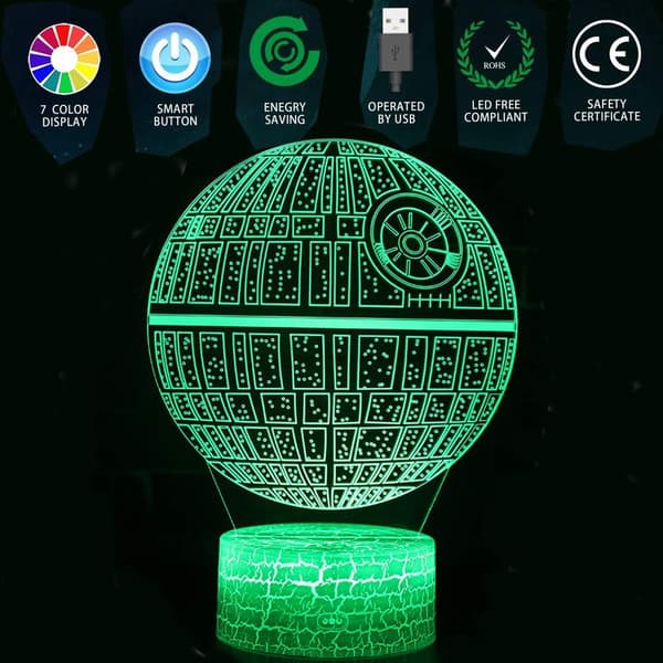 3D Illusjon Star Wars Nattlys Tre Mønster Dødsstjerne/M