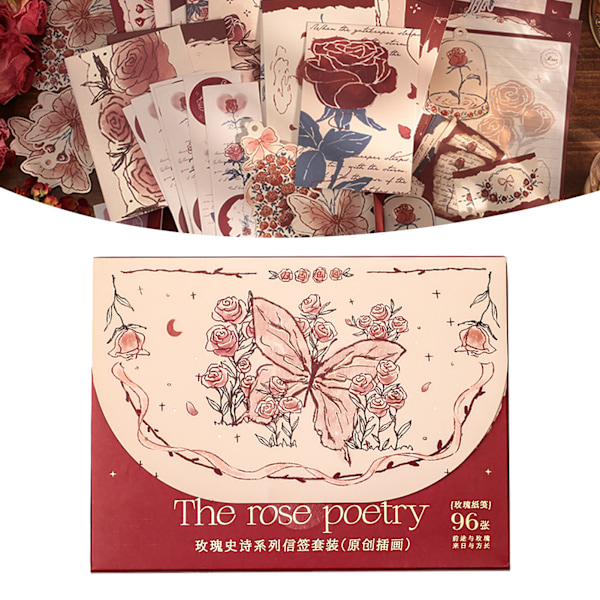 Romantisk brevpapir Vintage Unik Botanisk og Blomster Brevark Blessing Writting Paper