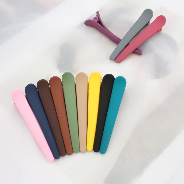 12 stk. hårklemmer til styling sektionering, 3,1 tommer matte alligator hårklemmer hårspænder ingen crease andebilled hårklemme 12-Color