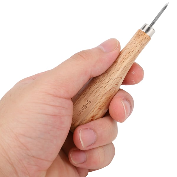 Rhombus Syl Awl Stål Kegle Stanse Læder Værktøj Bøg Håndtag Diamant Punkt Syl  (5-6mm )