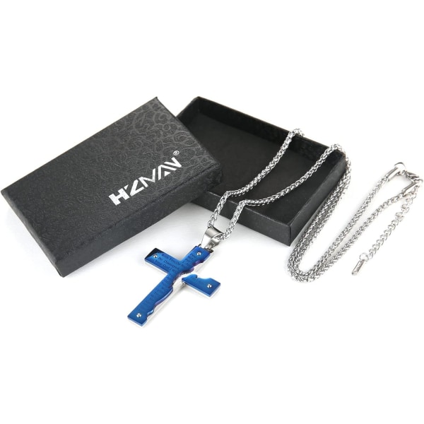 Halsband med Jesus Kristus kors i rostfritt stål för män Blue