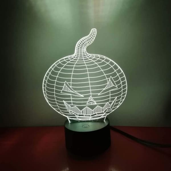 3D Halloween Græskar Natlampe LED Illusionslampe Sengelampe D