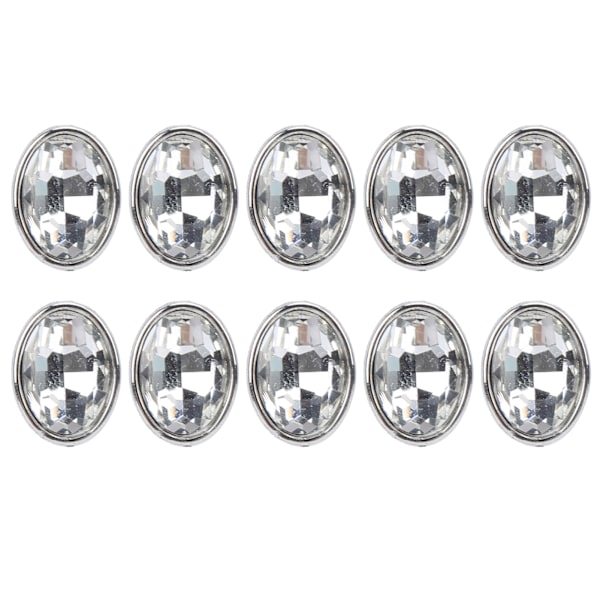 10 st Klor Rhinestone 10x14mm Oval Clawless Kant Osydd Kläder Väskor Skor Hattar Handsydda Tillbehör(Vit )