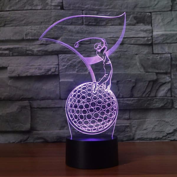 3D Golf Natlampe Touch Bord Skrivebord Optisk Illusion Lamper