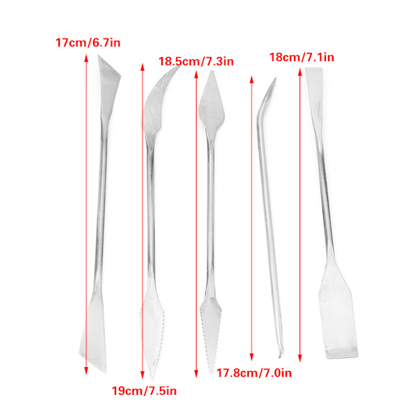 5 st rostfria dubbelhuvud vaxkeramik lera snidning skulptur DIY hantverk set