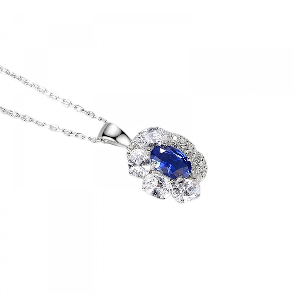 925 Sterling Silver Zircon Hänge Halsband Solrosform G
